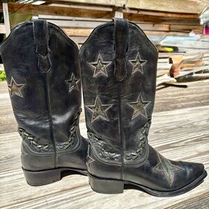 Stetson Black Cowboy Boots with subtle gold detail